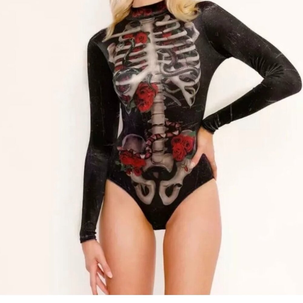 Creeper Ribs Velvet Bodysuit Blackmilk